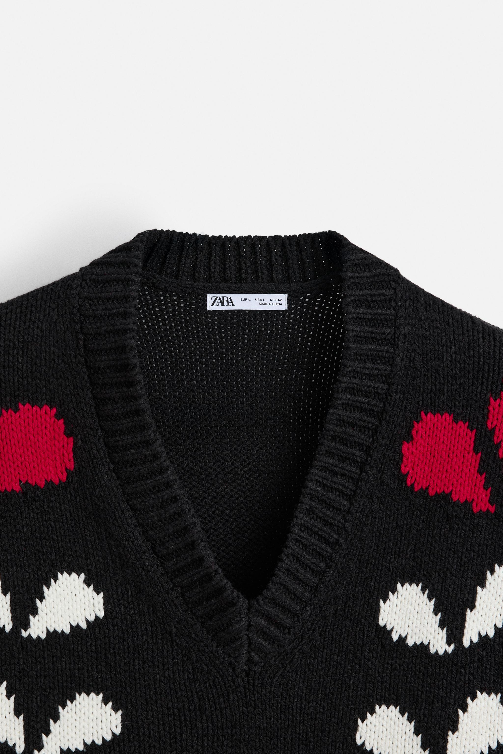 LIMITED EDITION ハートジャカードベスト - ブラック | ZARA