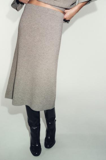 KNIT MIDI SKIRT - Sand / Marl by Zara