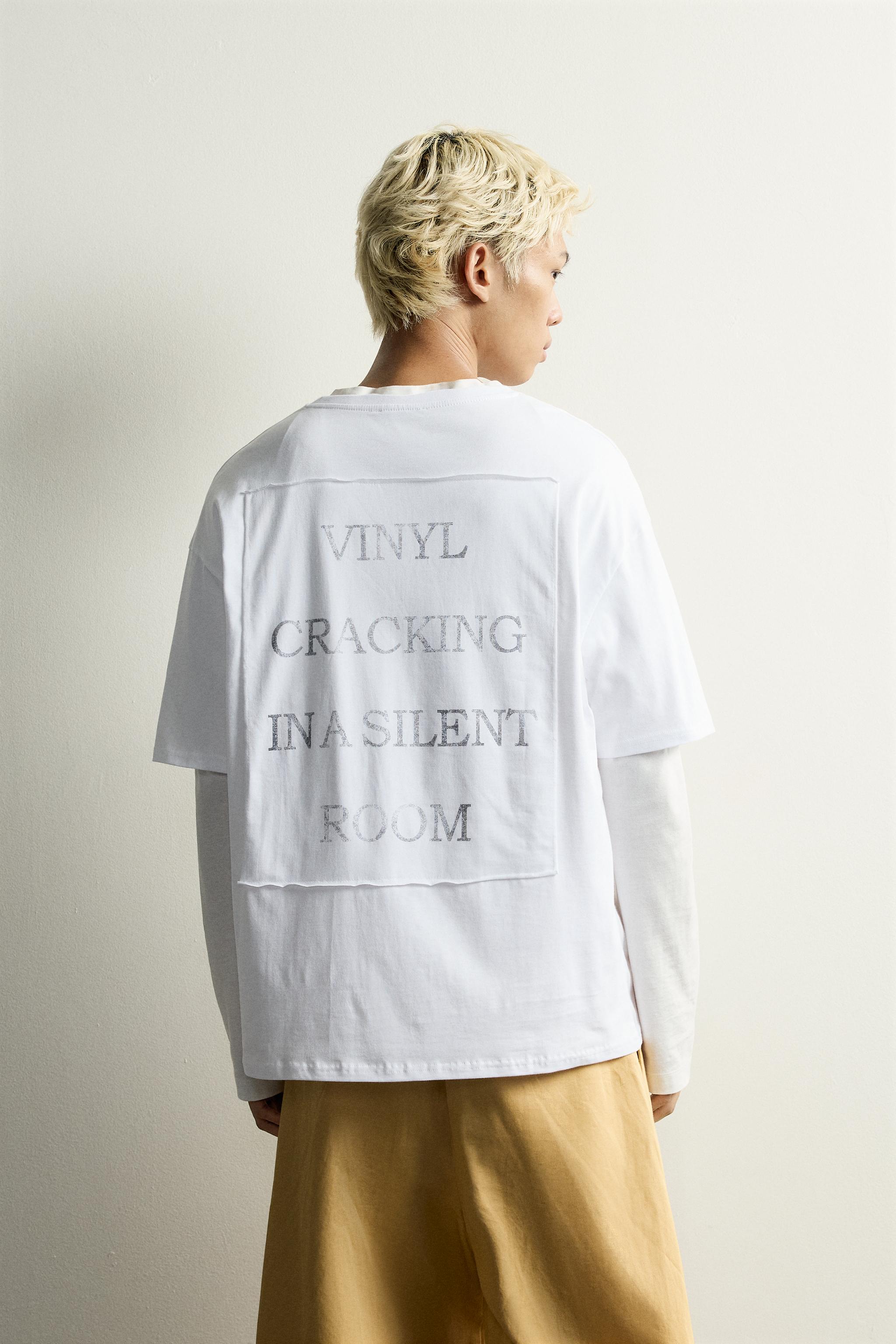 Zara DESENLİ YAMALI RELAXED FIT T-SHIRT görsel 3