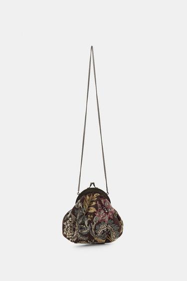 EMBROIDERED BEADED BAG - Brown by Zara