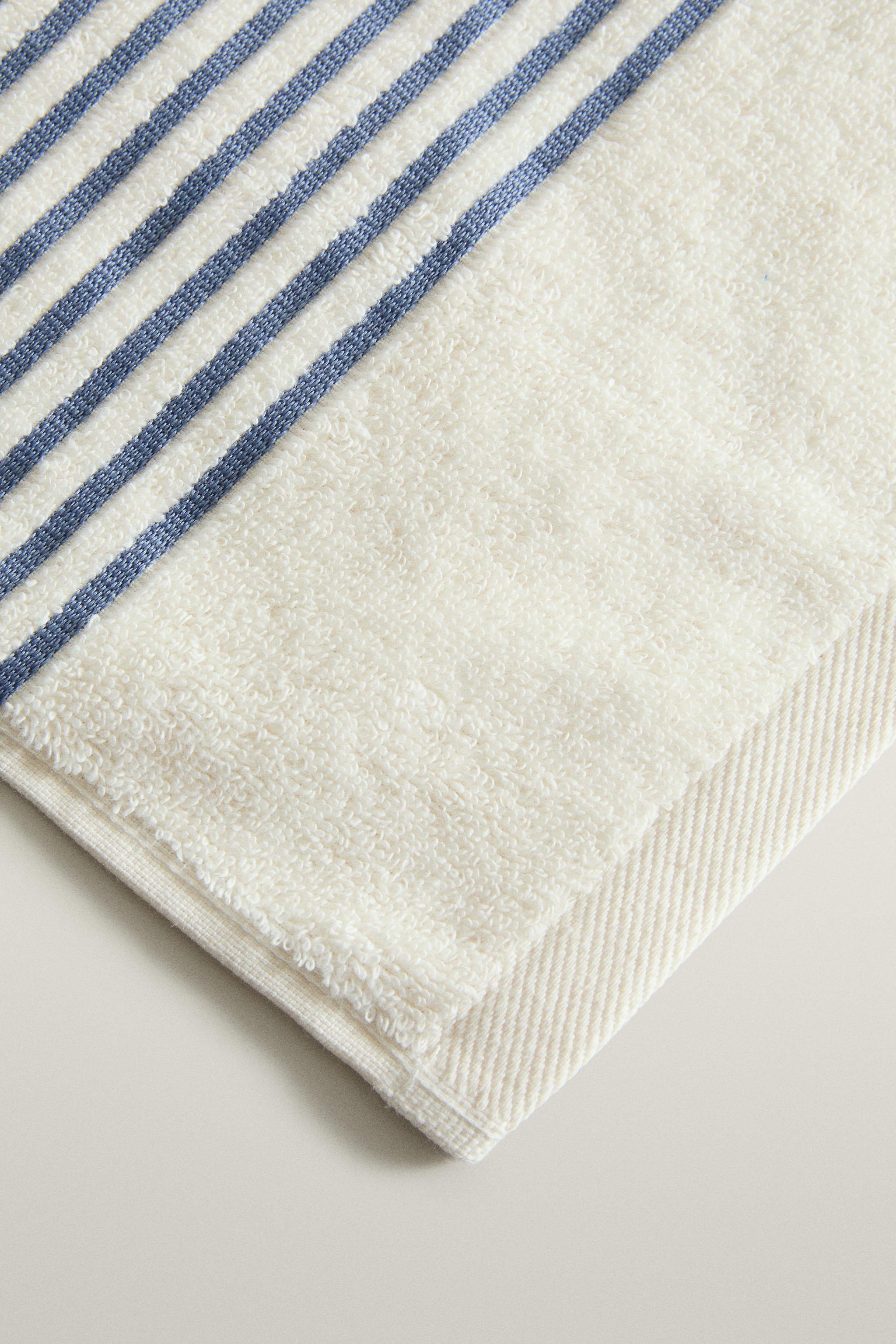SERVIETTE DE BAIN COTON FRISES RAYURES