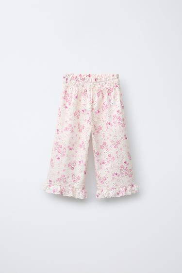 PANTALÓN SHIFFLY ESTAMPADO FLORES - Rosa de Zara