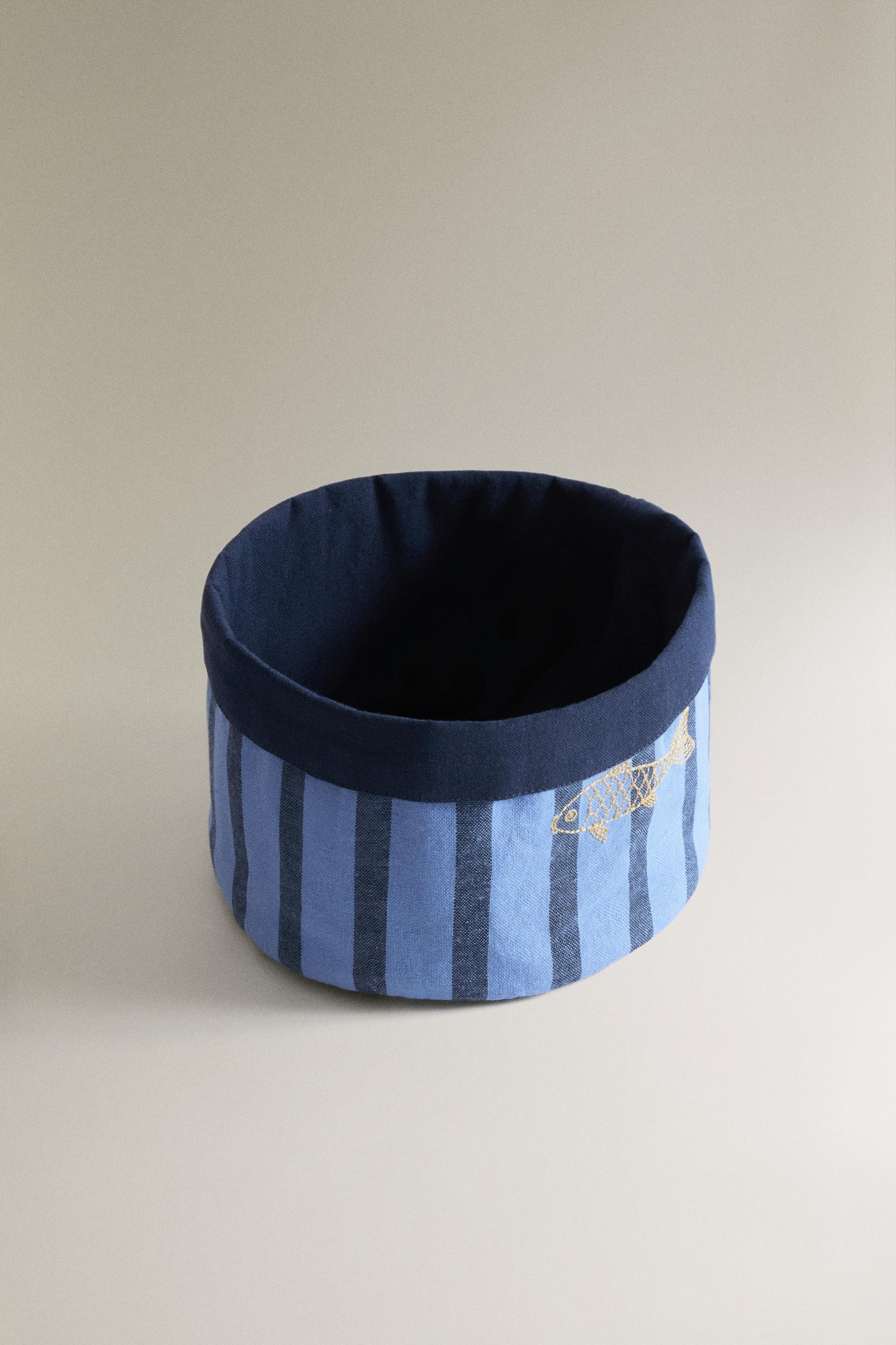 STRIPED FISH BREAD BASKET — Blue