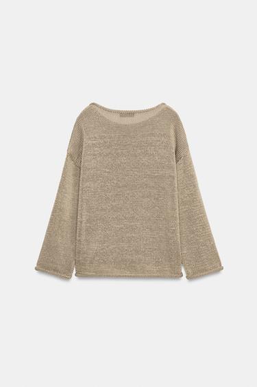 KNIT BOAT NECK JUMPER - Sand by Zara - Image 8