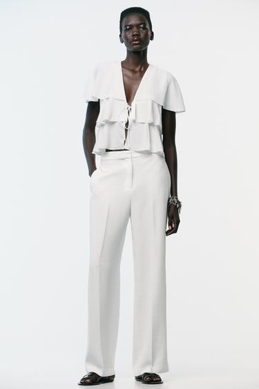 RUFFLED CAPE TOP - White by Zara