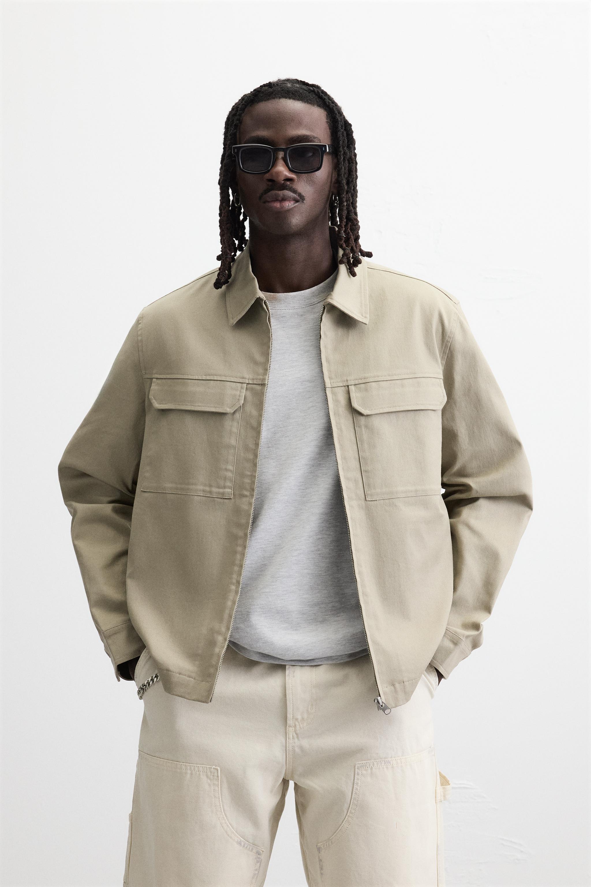 RELAXED FIT ZIP-UP OVERSHIRT - Beige | ZARA United Kingdom
