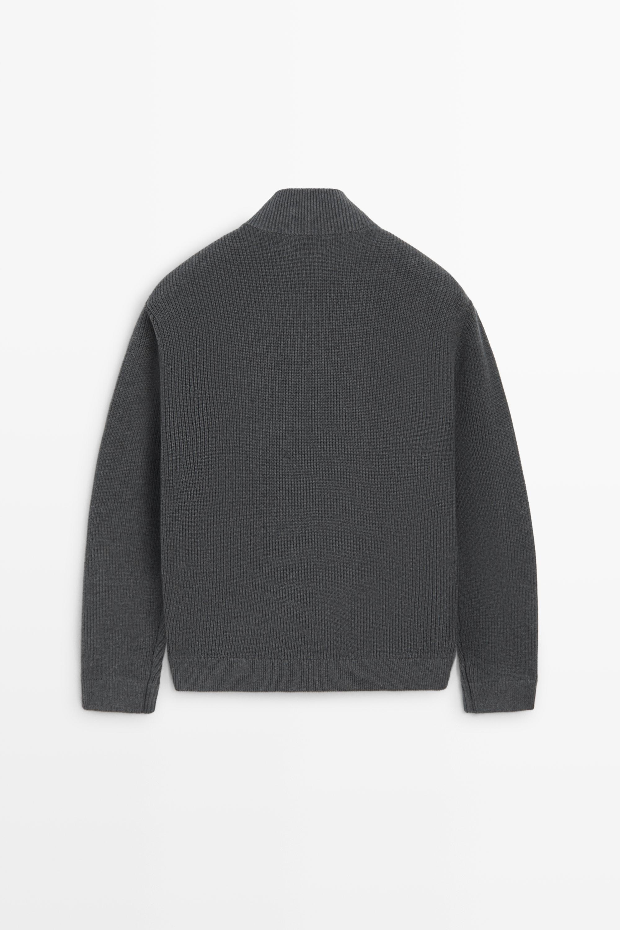 100% wool mixed-fabric cardigan