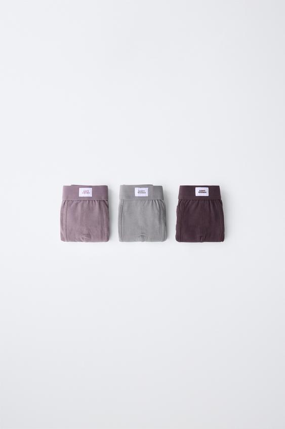 6-14 YEARS / THREE-PACK OF PLAIN BOXERS WITH LABEL - Purple by Zara - Image 0