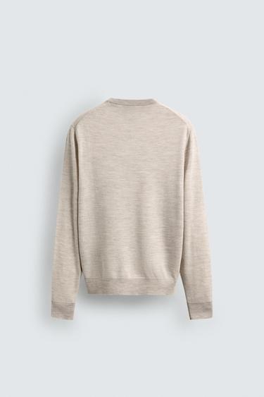 REGULAR FIT WOOL JUMPER - Beige by Zara - Image 7