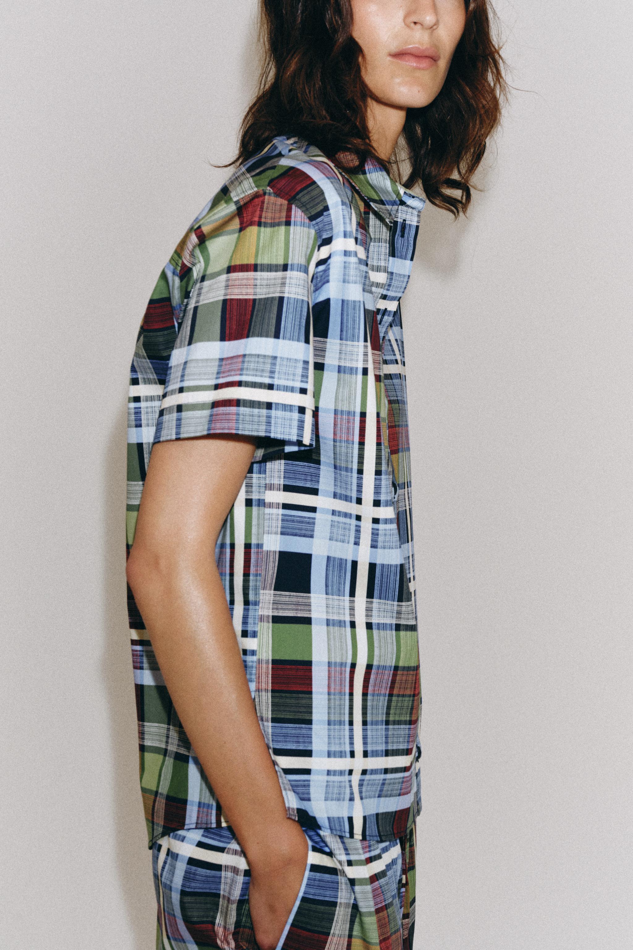 ZW COLLECTION PLAID SHORT SLEEVE SHIRT