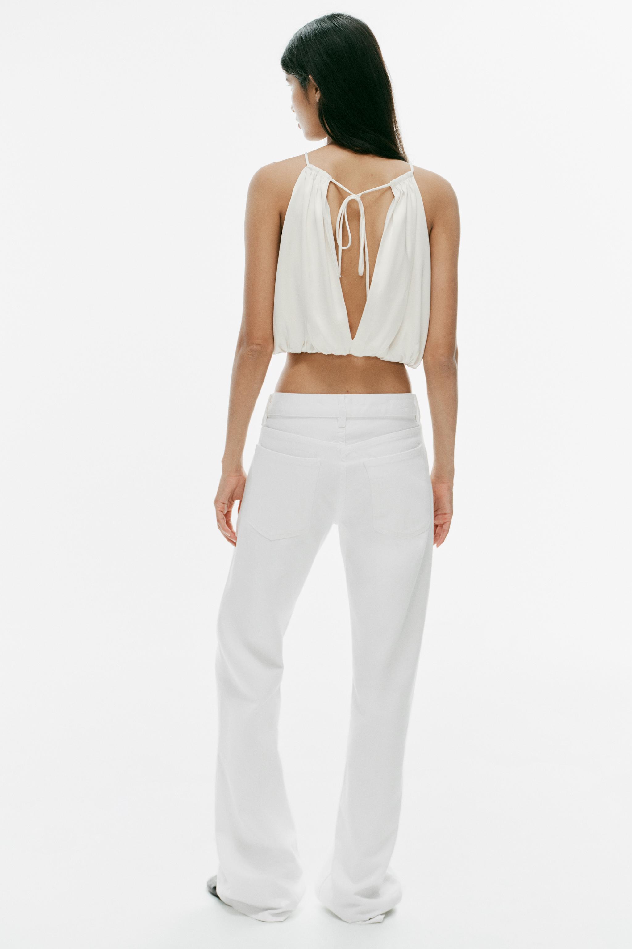 Zara Saten Balon Crop Top görsel 4