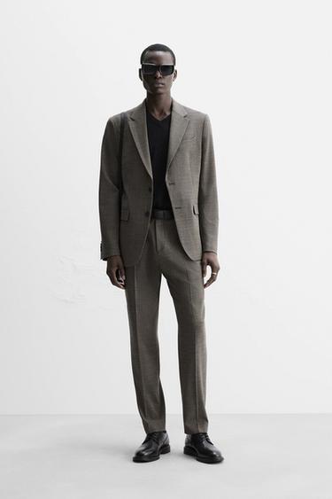 TEXTURED SUIT TROUSERS - Brown by Zara - Image 0