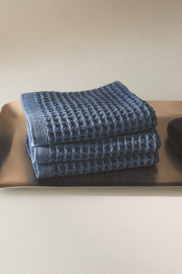 HANDTUCH MIT WAFFELSTRUKTUR (3ER-PACK) - Blassblau von Zara