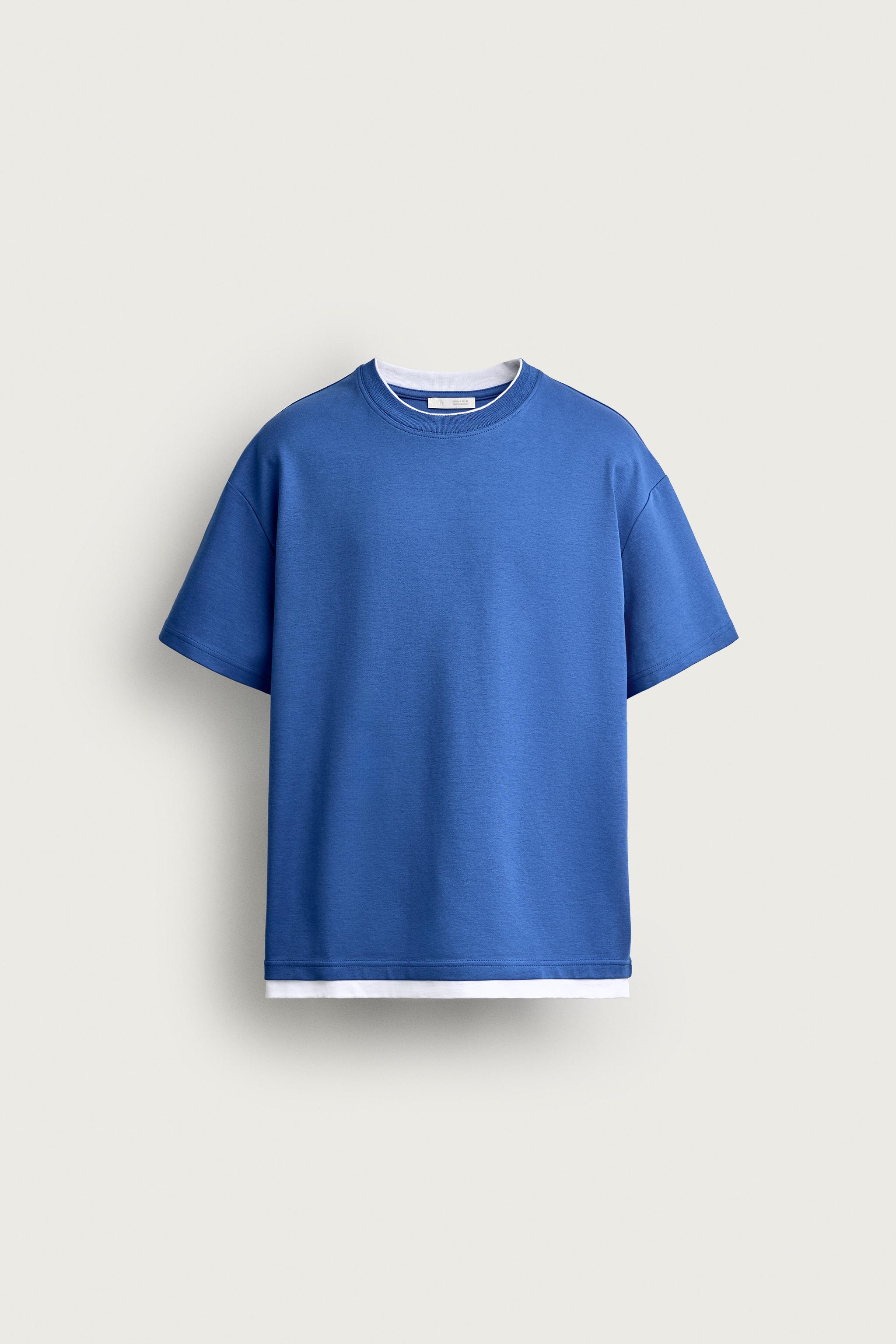 RELAXED-FIT CONTRAST T-SHIRT — Bluish