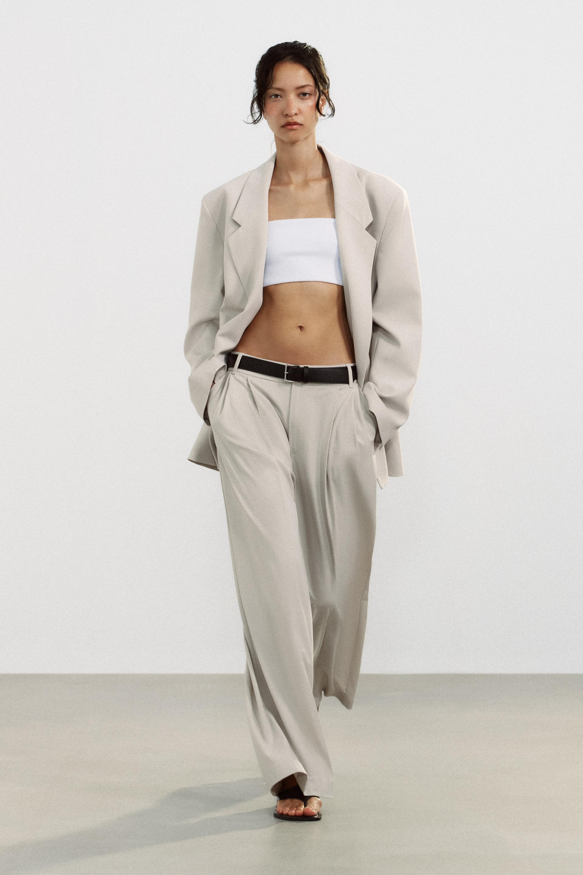 DOUBLE PLEAT BELTED PANTS
