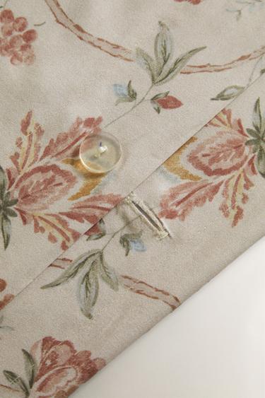 FLORAL SATEEN FLAT SHEET (300 THREAD COUNT) - Ecru by Zara - Image 3