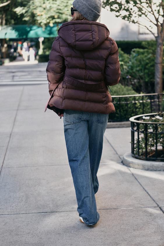 ANORAK MATELASSÉ À CAPUCHE DÉPERLANT ET COUPE-VENT - Aubergine de Zara - Image 4