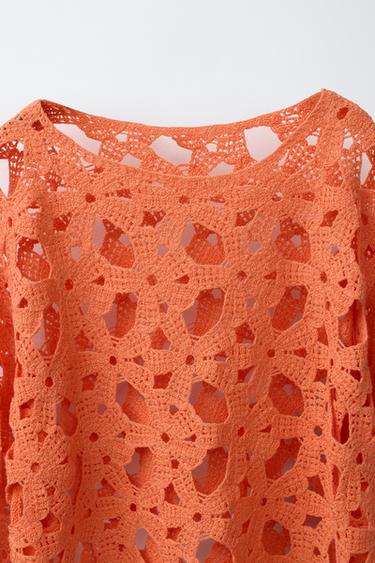 CROCHET FLORAL JUMPER - Orange by Zara - Image 2