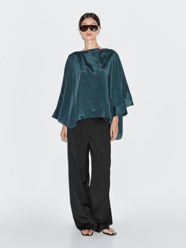 Blouse fluide style cape - Plomb de Zara