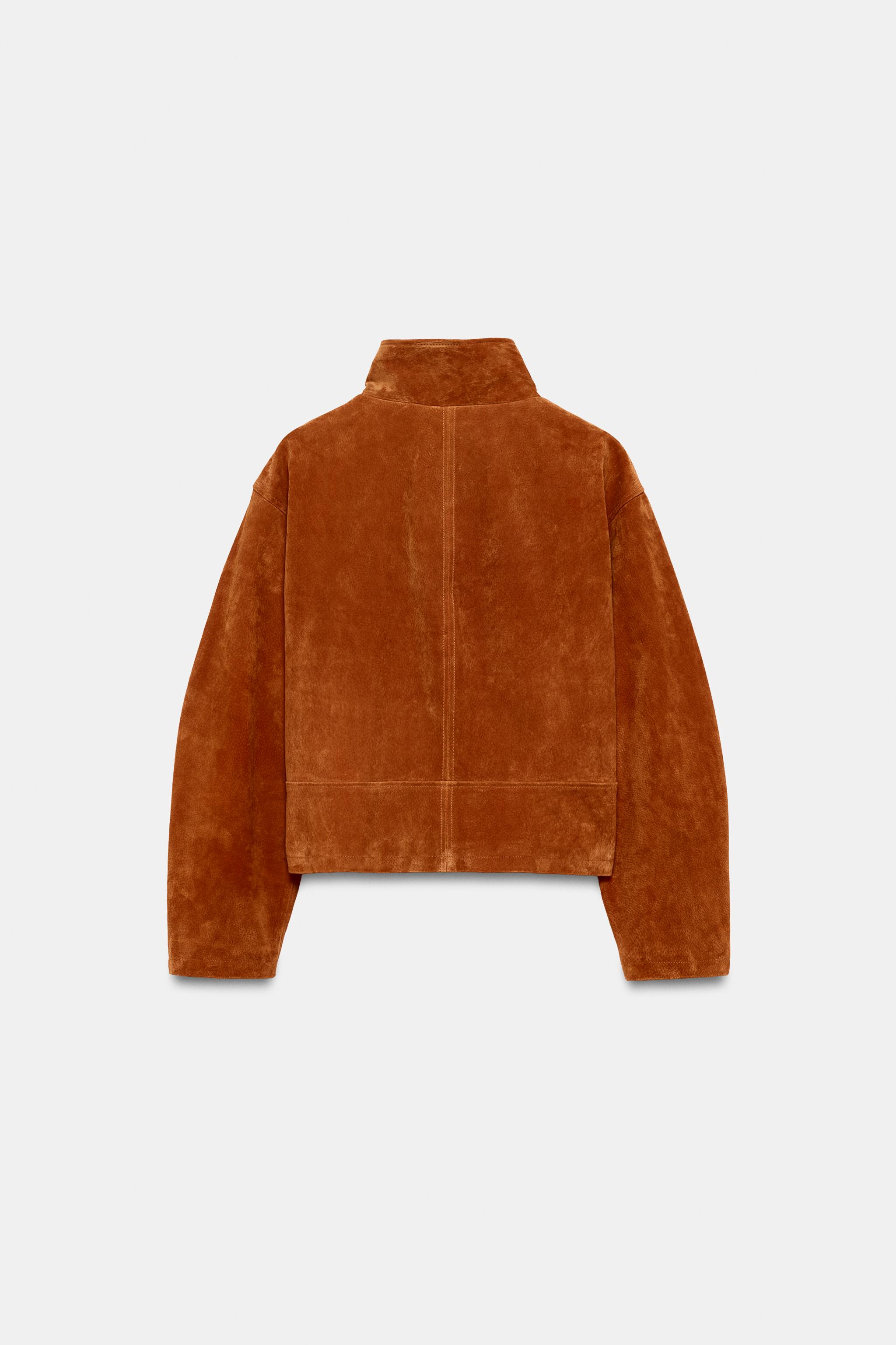 100% LEATHER STAND COLLAR JACKET