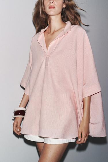 CAMISA CAPA OVERSIZE RAIAS ZW COLLECTION - Rosa de Zara