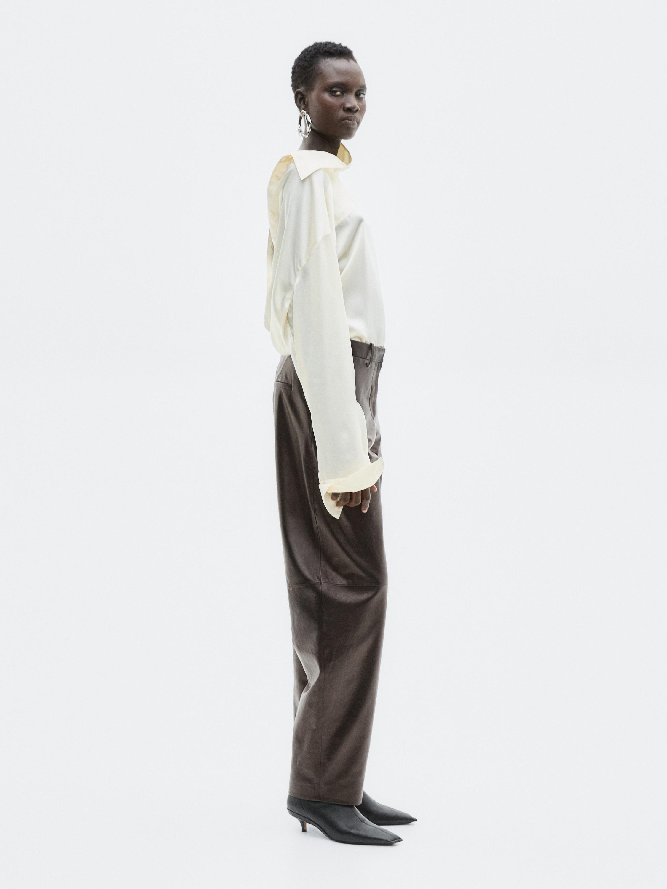 Wide-leg nappa leather trousers - LIMITED