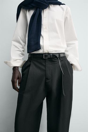 WIDE-LEG PLEATED TROUSERS - Black by Zara