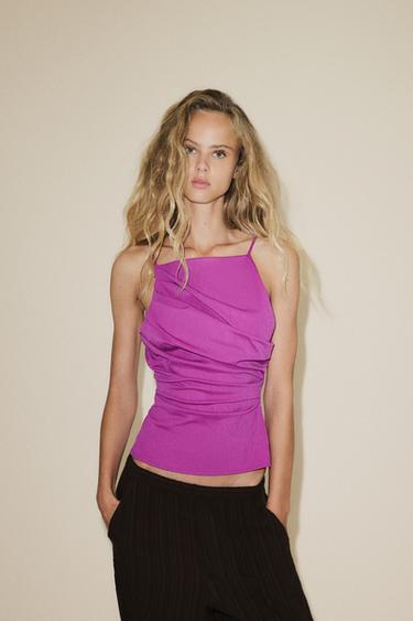 TOP PLIEGUES ESPALDA DESCUBIERTA - Rosa / Malva de Zara