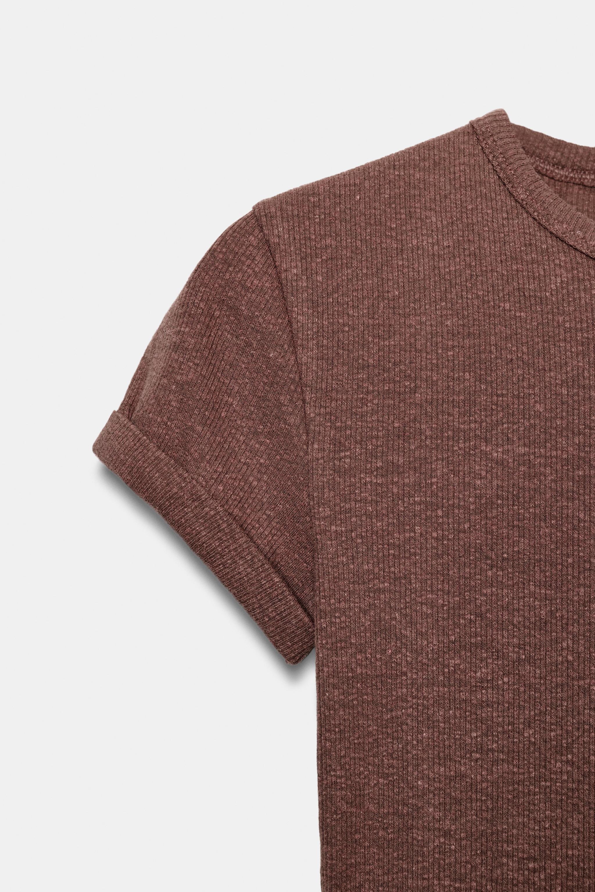 RUSTIC T-SHIRT WITH LINEN BLEND