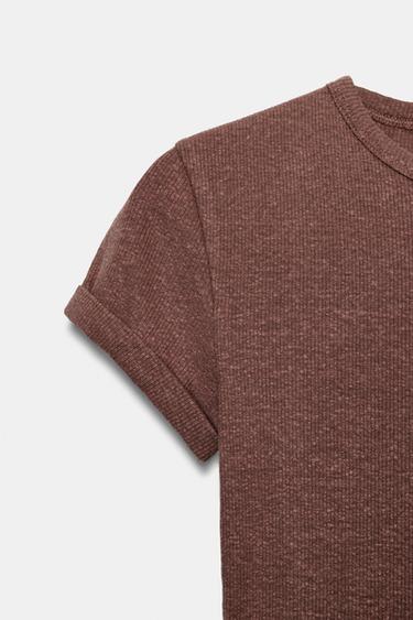 RUSTIC T-SHIRT WITH LINEN BLEND - Chalk pink by Zara - Image 5