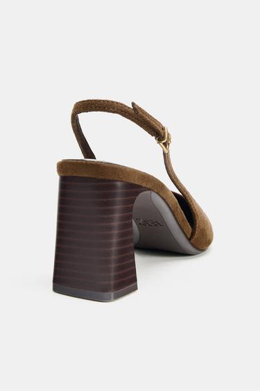 CHAUSSURES À TALONS OUVERTES À L'ARRIÈRE - Marron chocolat de Zara - Image 6