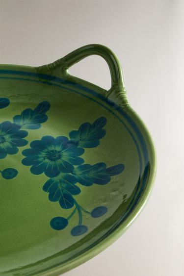 PLAT GRÈS ROND FLEURS - Bleu / Vert de Zara - Image 2