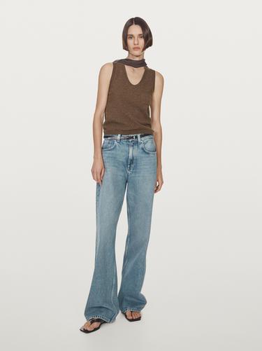 Zara Wool blend top with pocket detail - brown vigore