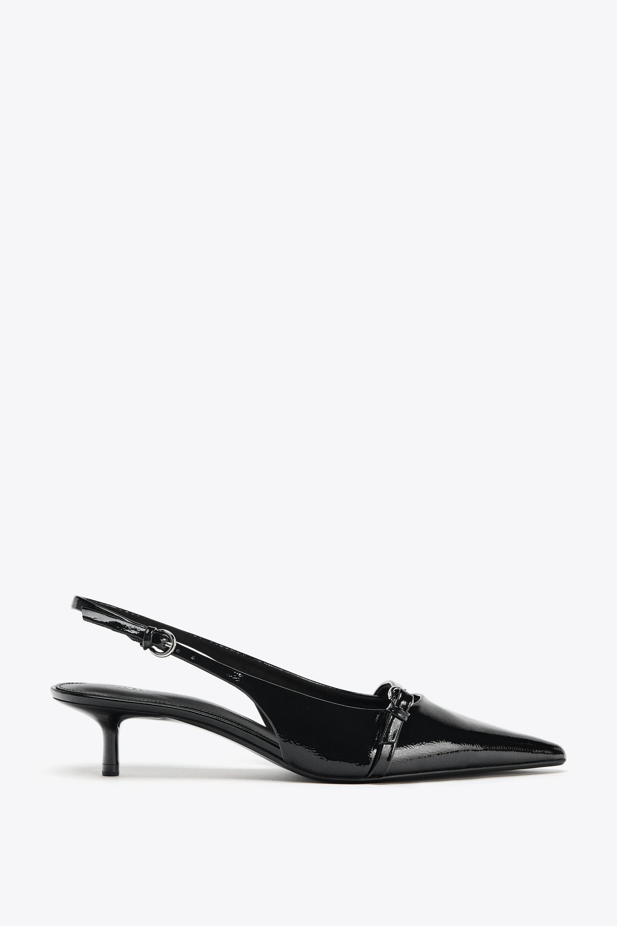 ZARA　ビジュー レザー スリングバッグ シューズ　38サイズ　ブラック ZARA ビジュー レザー スリングバッグ シューズ 38サイズ ブラック