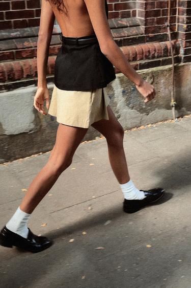 PLEATED SHORTS WITH BUTTONS - Light tan by Zara - Image 6