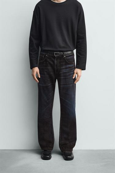 JEANS FLARE FIT FLOCADO - Marrón de Zara