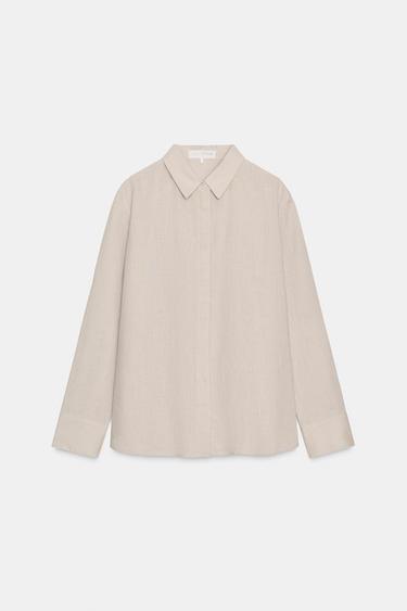 100% LINEN SHIRT ZW COLLECTION - Sand by Zara - Image 0