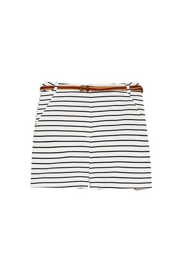 STRIPED BERMUDA SHORTS WITH BELT
