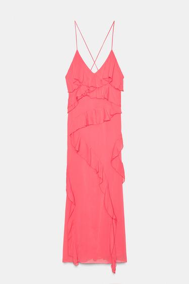 ZW COLLECTION RUFFLED DRESS - Coral by Zara