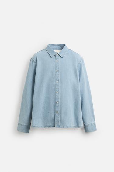 REGULAR FIT DENIM SHIRT - Sky blue by Zara