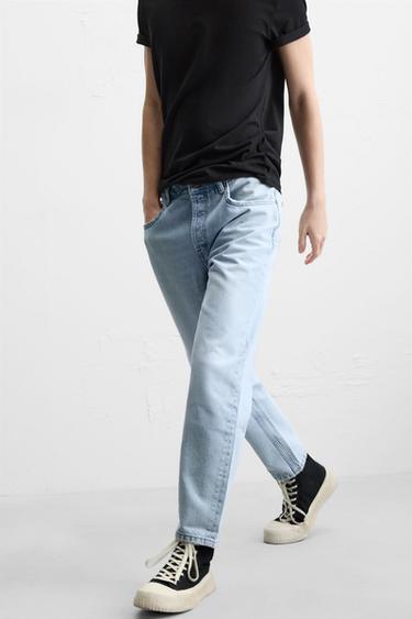 SLIM CROPPED-FIT JEANS - Mid-blue by Zara