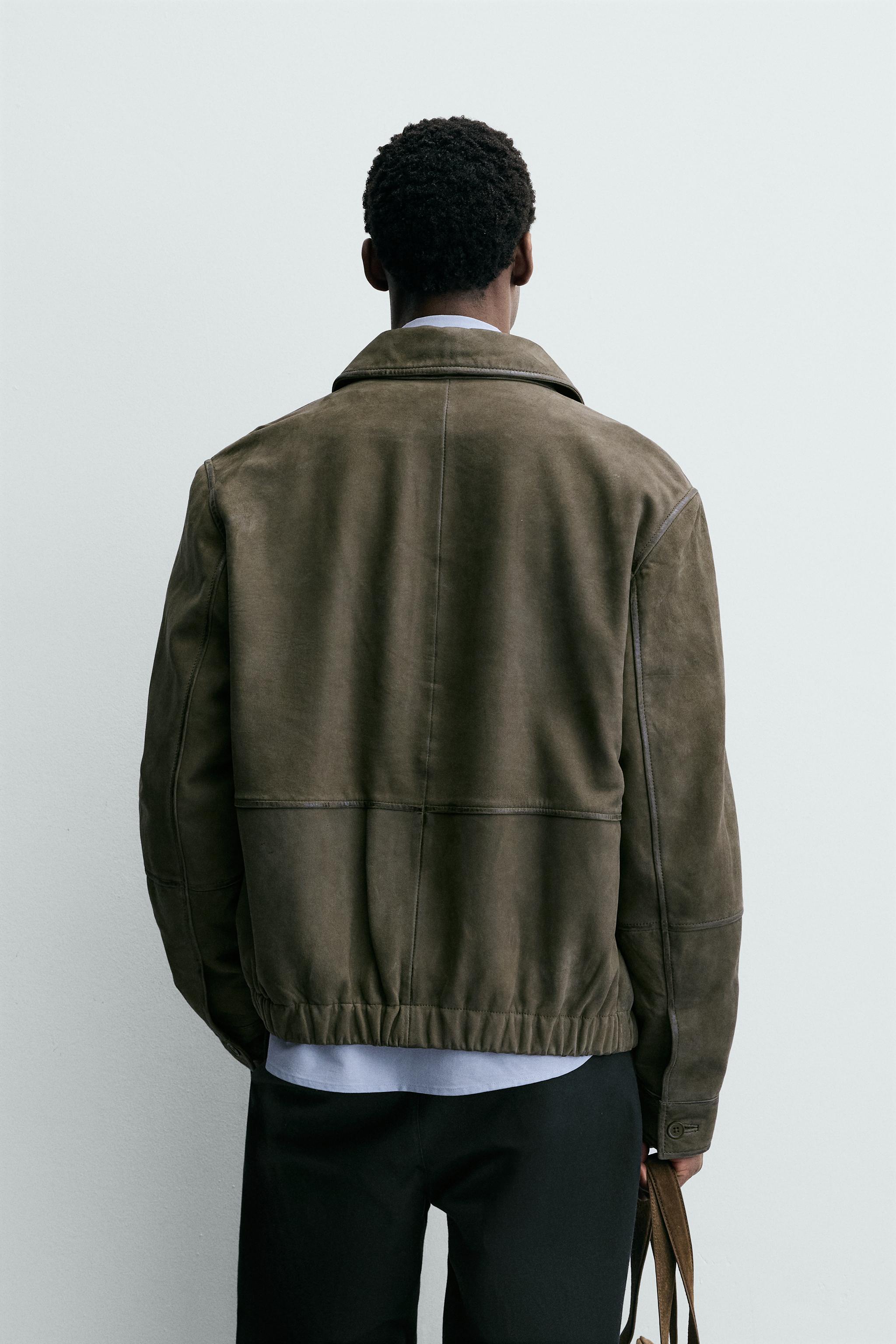 BLOUSON EN CUIR EFFET DAIM