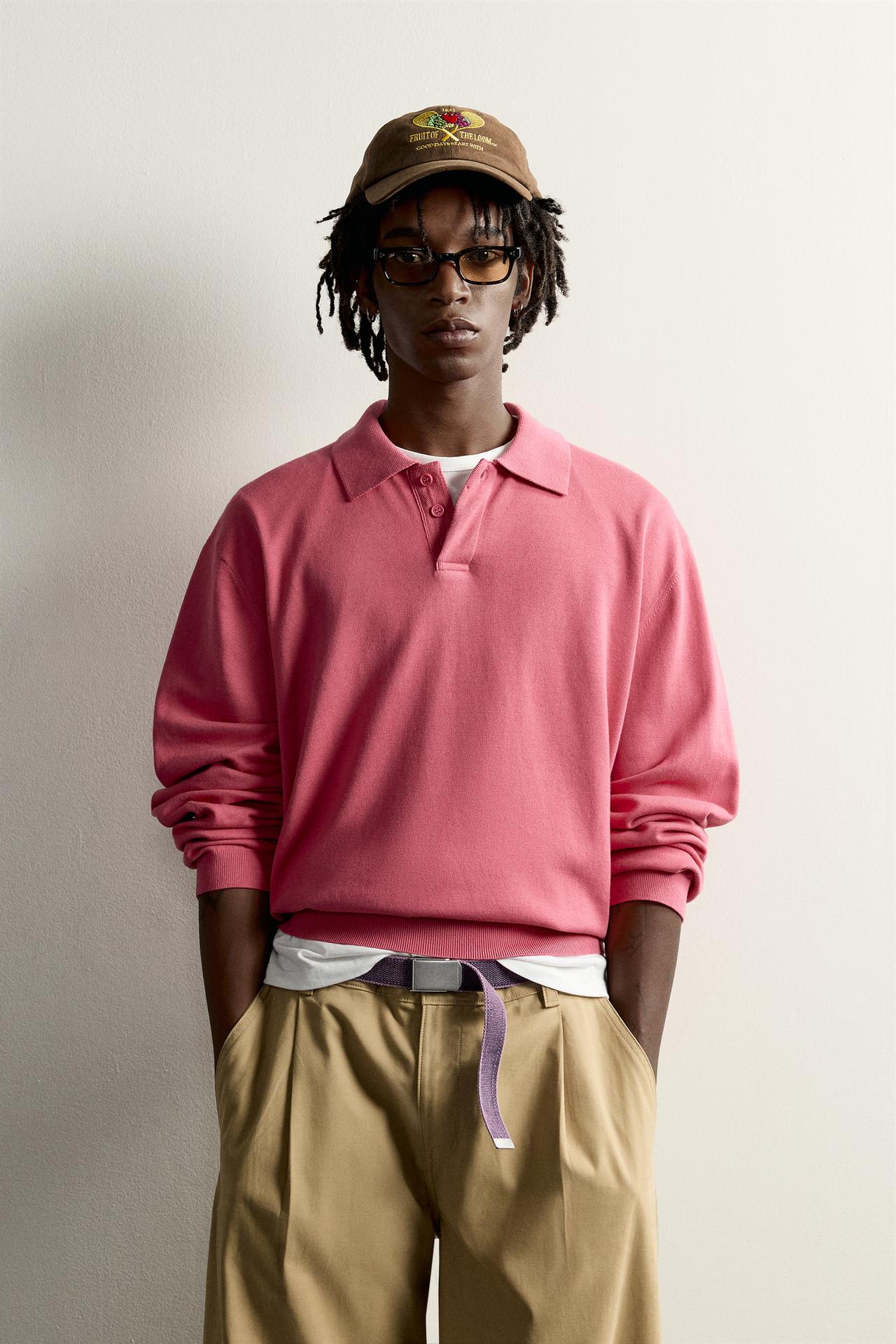 FRUIT OF THE LOOM™ COTTON KNIT POLO — Light fuchsia