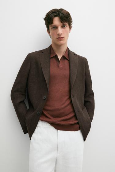 Zara 100% linen melange blazer - Mink marl
