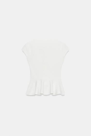 TOP PÉPLUM À BOUTONS - Blanc cassé de Zara - Image 7