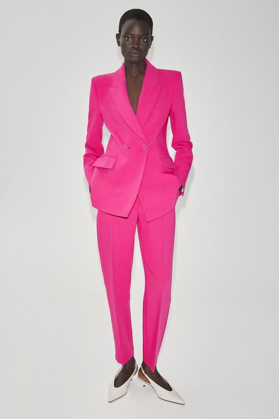 BLAZER CRUZADO BOTONES FORRADOS - Fucsia de Zara - Imagen 0