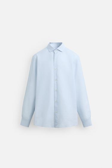 COTTON/LYOCELL SHIRT - Blue by Zara