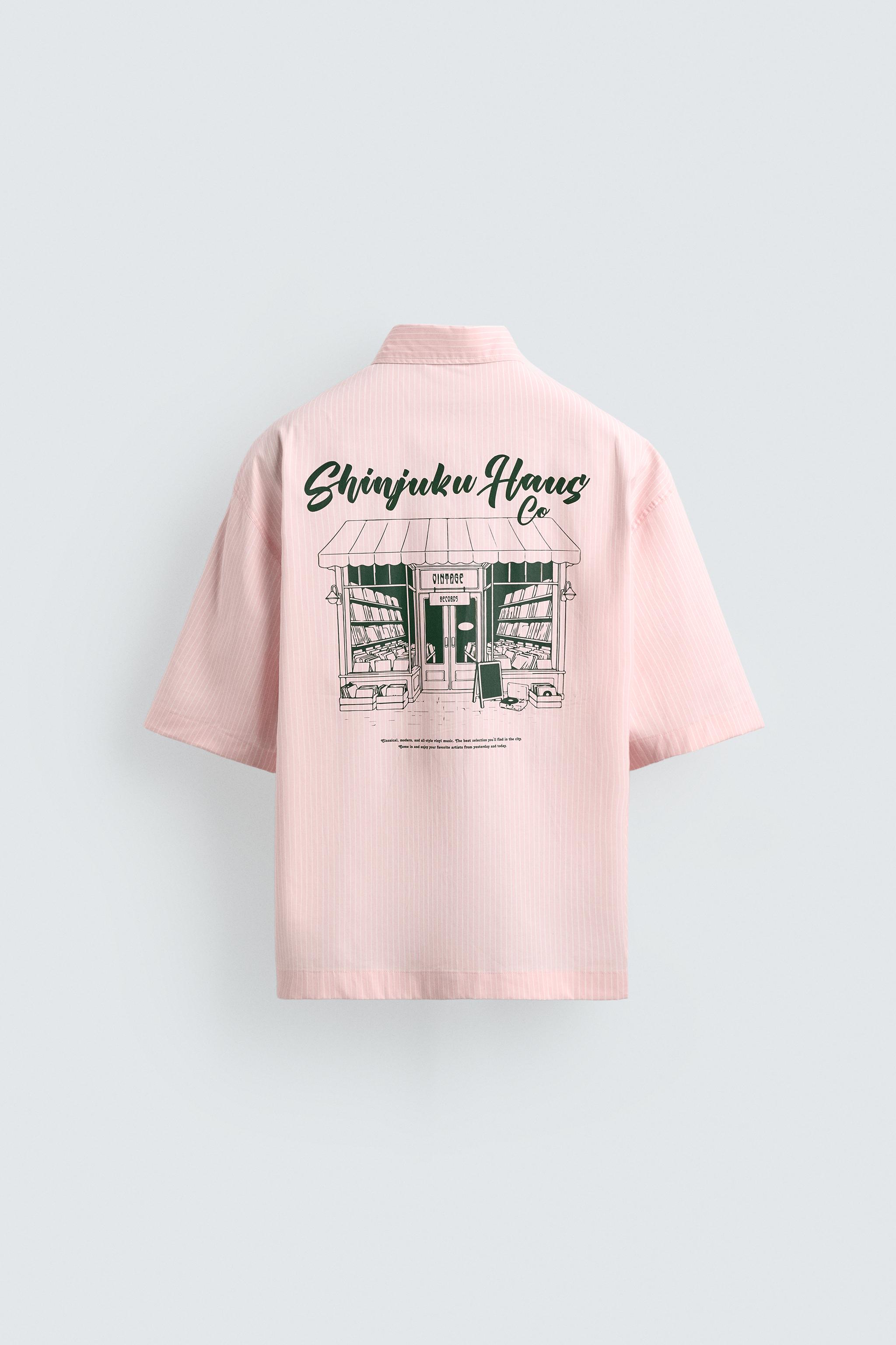 ストライプ柄プリントコンビシャツ - ピンク | ZARA Japan / 日本