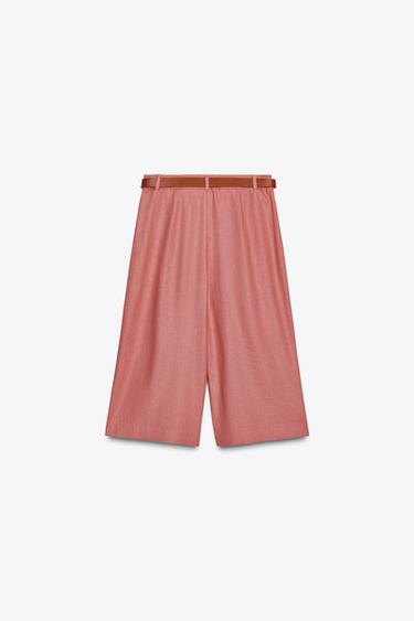 LONG BERMUDA SHORTS WITH BELT IN LINEN BLEND - MARSALA by Zara - Image 5