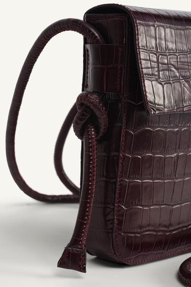 LIMITED EDITION EMBOSSED LEATHER CROSSBODY BAG - Burgundy Red by Zara